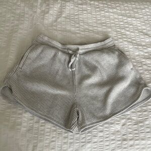Gray Ribbed Soft Shorts